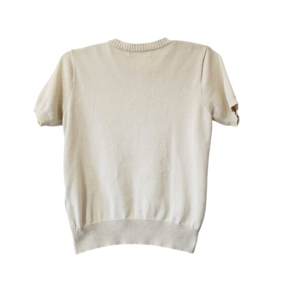 Vintage Teddy Bear Bow Coquette Shortsleeve Kawaii Novelty Cardigan M - Picture 2 of 7